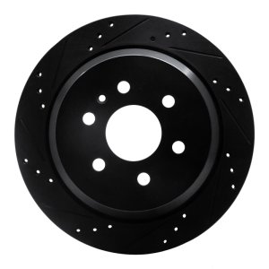 Chevrolet Colorado Brake Rotor (1) - Rear Left - R1 Concepts - Drilled & Slotted - Black - `15-`20